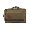 Horizontally, there is two cotton webbed handles that can be clasped together with a high quality brass snap.