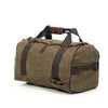 Large duffle bag with cotton webbed grab handles.