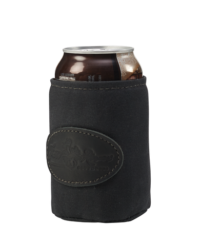 The can insulator comes in field tan and heritage black waxed canvas.