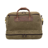 Waxed Canvas and leather duffel bag with a separate compartment for boots or dirty clothes. 