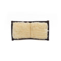 Waxed canvas fly wallet open showing off sherpa lining