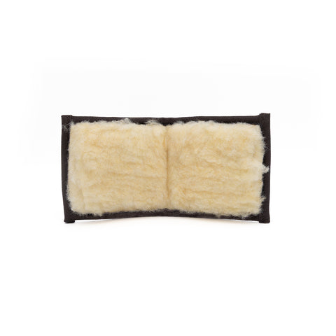 Waxed canvas fly wallet open showing off sherpa lining