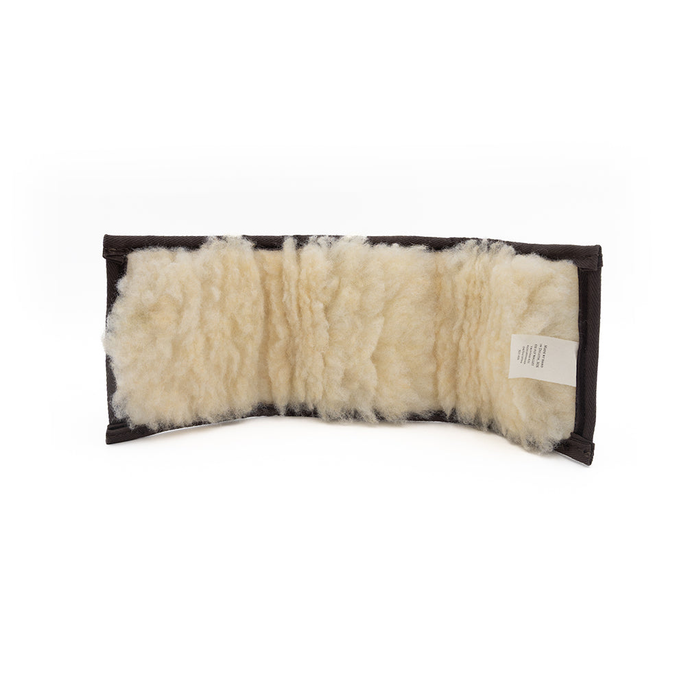 Waxed canvas trifold fly wallet open showing off sherpa lining