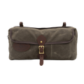 A waxed canvas and leather canoe Thwart Bag bag crafted in Minnesota. 