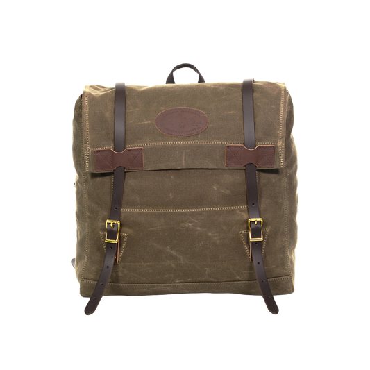 Handmade medium backpack with a secure flap closure and premium leather straps.