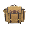 The Cliff Jacobson is a light weight tan colored box style pack. With two leather straps in the front to secure your load. Handcrafted in Duluth, MN.