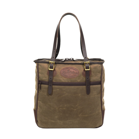 Large tote bag with adjustable leather straps connected with solid brass 