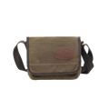 This small to medium sized satchel is handcrafted out of high quality waxed canvas, strong webbed cotton,  solid brass, and premium leather. 