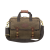 Handcrafted brief bag with heavy duty webbed cotton carrying straps with a leather handle for extra comfort.