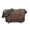 The Vintage Messenger Bag handcrafted out of premium leather, high quality waxed canvas, and sold brass. With two leather straps being secured down by two brass buckles. 