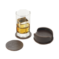 A set of premium leather coasters made in the USA.
