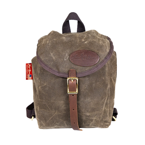 A small waxed canvas knapsack crafted in Duluth, Minnesota. 