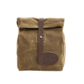 Classic lunch bag made from durable water resistant waxed canvas, premium leather, and solid brass.