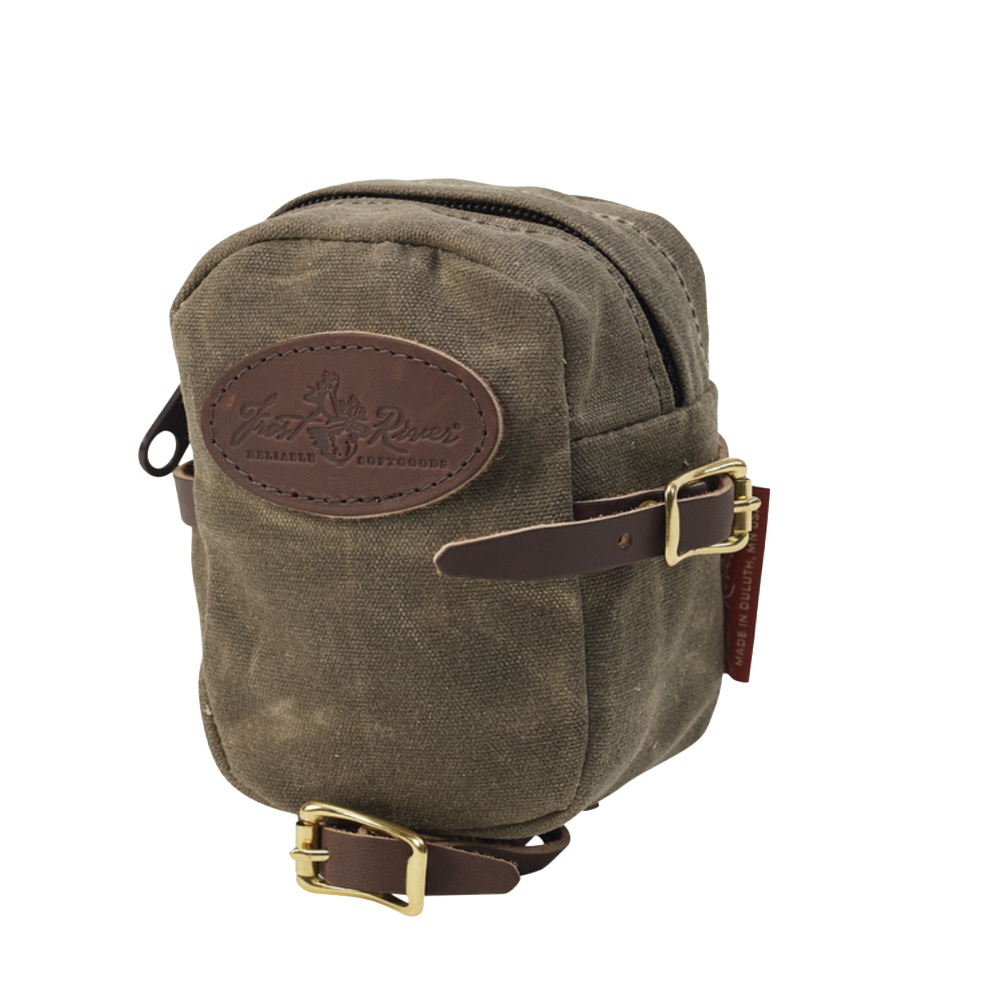 Small waxed canvas bike bag that attaches underneath the seat.