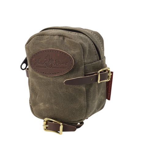 Small waxed canvas bike bag that attaches underneath the seat.