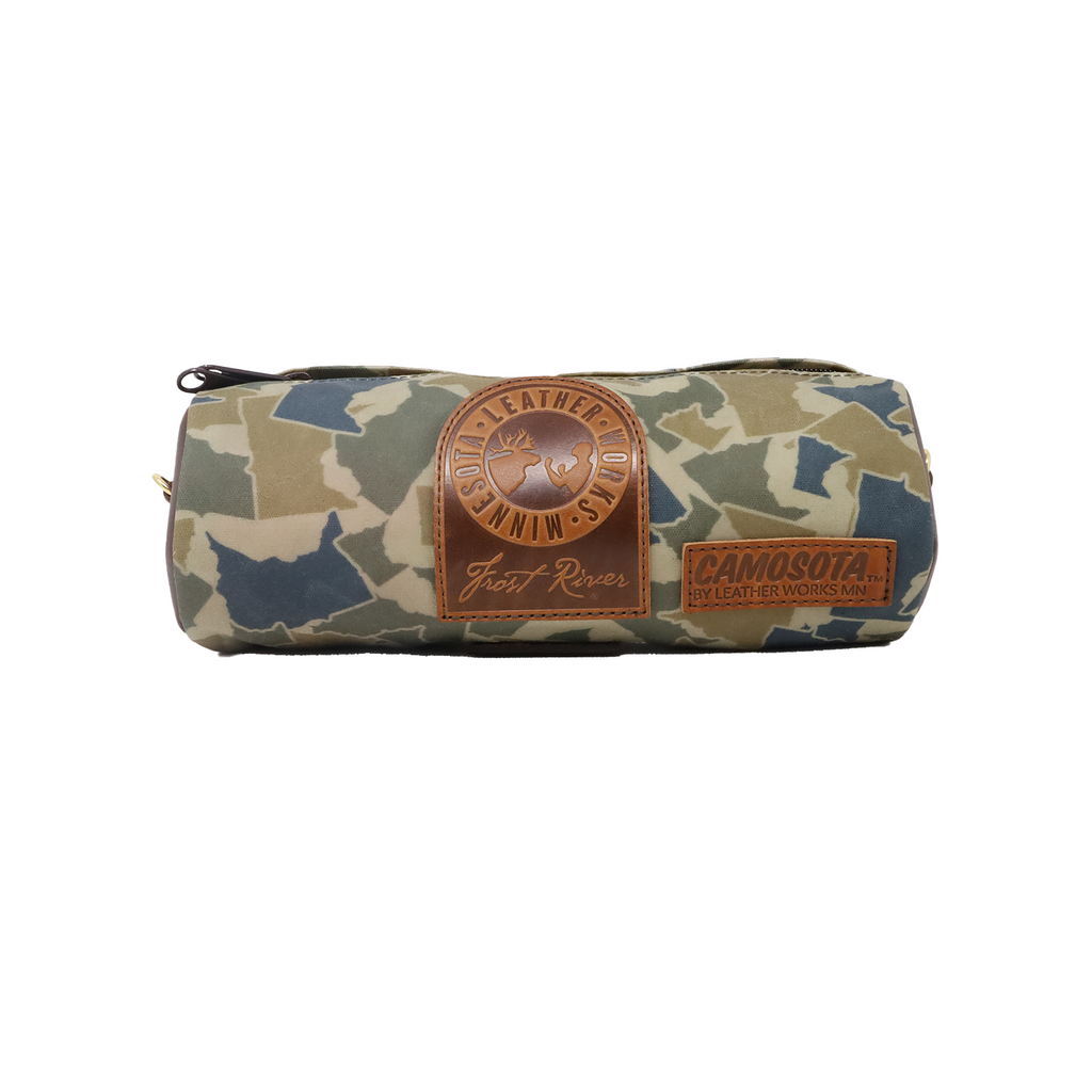 This bike handlebar bag features a limited edition Minnesota camouflage pattern. 