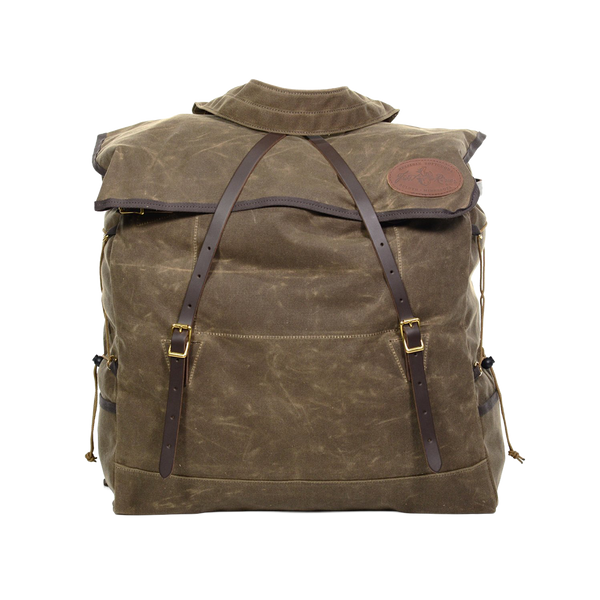A traditionally styled and crafted waxed canvas and leather canoe pack made by the folks at Frost River. 