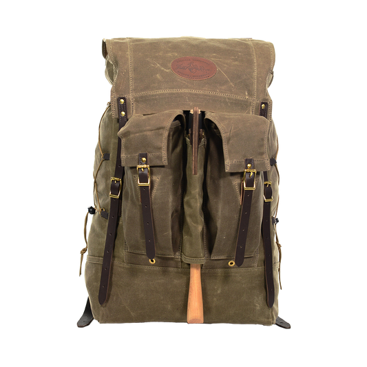 A waxed canvas and leather pack called the Isle Royale Bushcraft Pack which is designer to be a more versatile canoe pack. 
