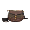 Brown leather and waxed canvas shoulder bag. 