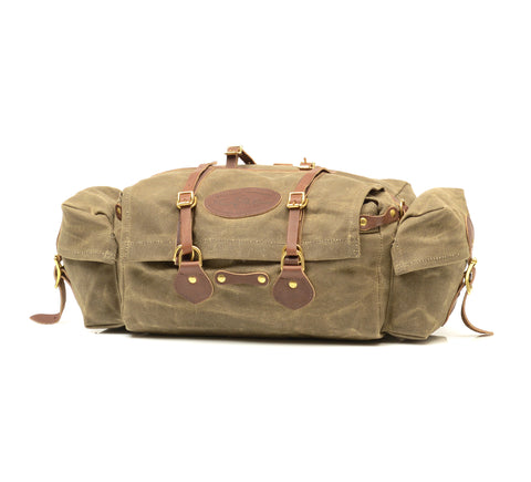 The durable waxed canvas that is used to make this bike bag is water resistant.