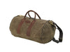 Durable waxed canvas luggage bag, featuring an adjustable cotton webbed shoulder strap. 