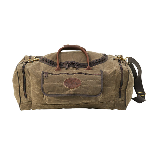 Waxed canvas duffle bag handmade in the United States.