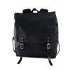 The heritage black version of the Sojourn Pack is made with waxed canvas, premium leather and high quality brass buckles.