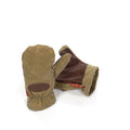 Made with durable waxed canvas, lined with fleece, and an extra layer of brown buckskin on the palms to prevent wear.