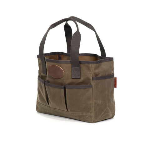 The rectangular bottom allows the bag to sit nicely on the ground.