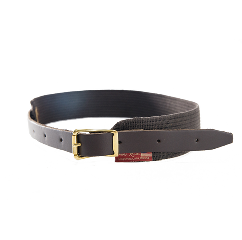 The webbed cotton pistol belt is made with the same premium leather and solid brass buckle.