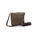 The Field Satchel come in two sizes and has a back slip pocket on the back.