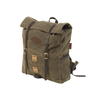 Side view of backpack to show side slip pocket.  Handcrafted with high quality materials by Frost River Trading Co.