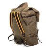 The side of the pack has small slip pockets on each side and a cord and barrel tie down system just above the slip pocket.  The cord and barrel can also allow you to cinch down the sides of the pack.