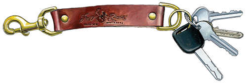 The Key Strap having a durable brass clip hook attached by a solid brass attachment point. The other side having a brass D ring attached by brass attachment point.