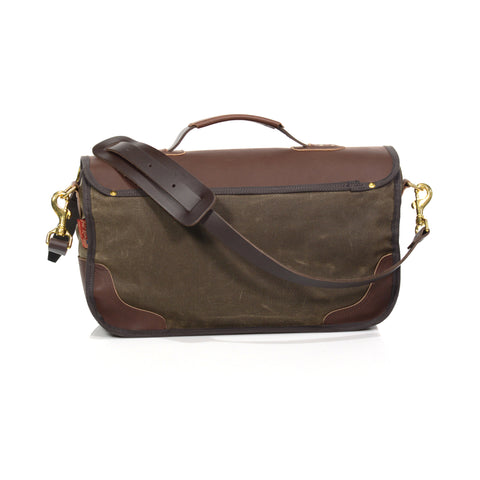 Leather shoulder strap comes with a leather shoulder pad and top of lid has a comfortable grab handle.