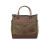 Handcrafted tote with premium rolled leather handles.