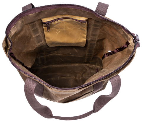 Large main compartment with an internal hanging zippered pocket.