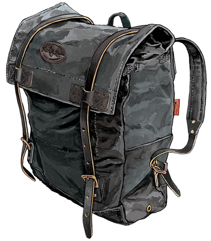 Heritage black version of the backpack showing the comfortable padded shoulder straps.