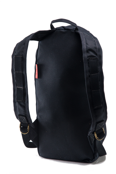 Back view of heritage black daypack hand made in the USA.