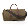 Canvas luggage bag, with reinforced double bottom, and a removable cotton webbed shoulder strap. 