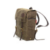 Handcrafted medium day pack with a flap closure and two premium leather straps and brass buckles for the closure.